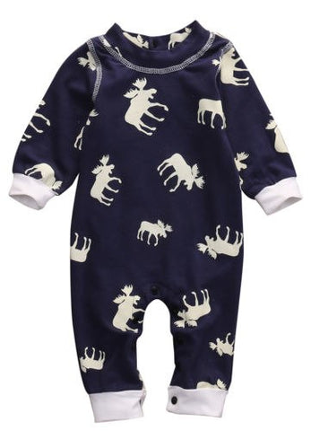 Newborn Infant Baby Girl Boy Moose Casual Long Sleeve Romper One-pieces Clohtes