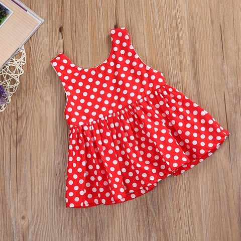 Newborn Infant Toddler Baby Girls Cute Red Sunsuit Dot Mini Dress Sleeveless Outfit Clothes 0-24 Month