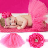 Newborn Photography Props Tulle Baby Tutu Skirts + Flower Headband Infant Outfit Costume Princess Baby Girl Summer Skirts D25