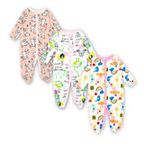 Newborn Rompers Baby Boy Girl Jumpsuit Long Sleeve Playsuit Outfits Cotton Cute Cartoon Print Infant Clothes 3 Pieces