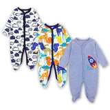Newborn Rompers Baby Girls Boy Clothes Long Sleeve Sleepsuit 0-12 Months Cute Cartoon Print Outfits Infant Jumpsuit 3 Pieces