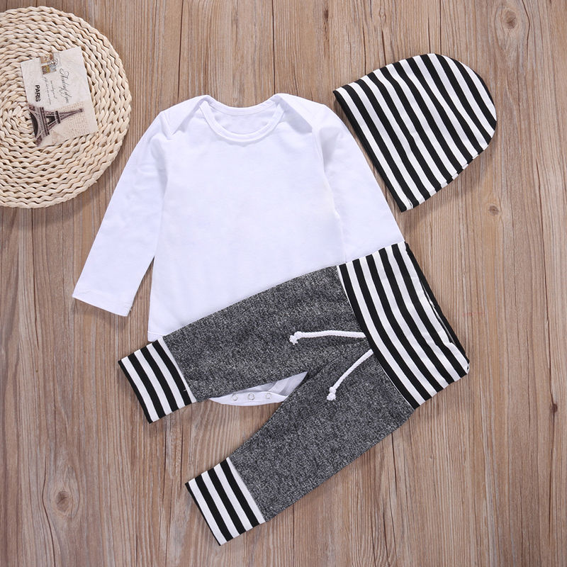 Newborn Toddler Kids Baby Boys Girls Clothes Set Outfit T-shirt Hat To ...