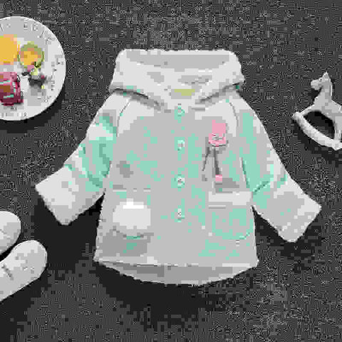 Newborn baby girls autumn winter outerwear coats toddler warm fur hoodies infant girls thick Velvet outfits clothes