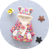 Newest   Winter Newborn Children Plus Velvet Cute Cotton Jacket Hooded Infant Clothing Baby Costume Girl Coat Clothes