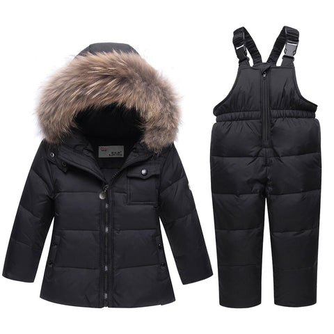 OLEKID   Russia Winter children Boys Clothes Suit Warm Down Jacket Coat + Overalls For Girl 1-5 Years Kids Baby Girl Snowsuit
