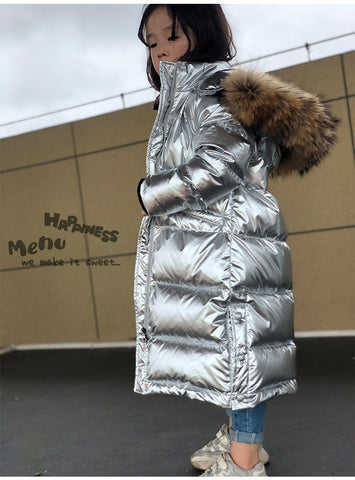 OLEKID   Russian Winter Down Jacket For Girls Waterproof Shiny Warm Girls Winter Coat 5-14 Years Teenage Girl Parka Snowsuit