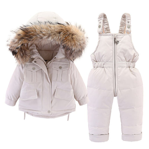 OLEKID   Winter Boys Down Jacket Thick Warm Baby Boy Overalls Hooded Girl Outerwear Coat Jumpsuit Suit 1-4 Years Kid Snowsuit