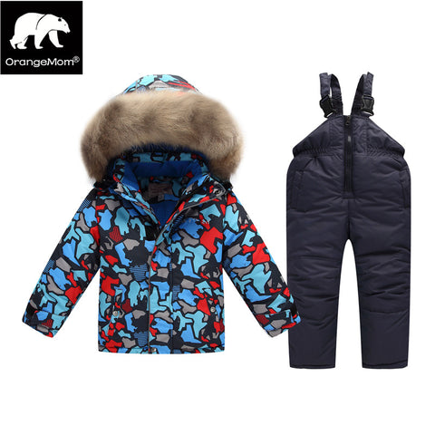 russian winter Suit for boy Windbreaker children snow we warm jacket co for boys kinder parkas kids ski clothes