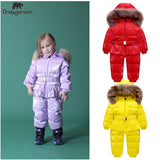 Orangemom winter Jumpsuit real fur outerwear , winter romper jackets girls clothes . 90% goose down russian winter coats girls