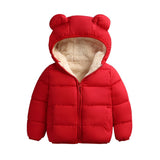 PUDCOCO Baby Boys Girls Solid Color 3D Ears Hooded Jacket Outwear Winter Warm Coat Zip Snowsuits 3M-3Y