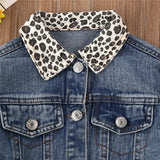 PUDCOCO Baby Girl Leopard Print Denim Jacket Coat Casual Tops Spring Autumn Outwear Outfit 0-5T