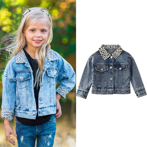PUDCOCO Baby Girl Leopard Print Denim Jacket Coat Casual Tops Spring Autumn Outwear Outfit 0-5T