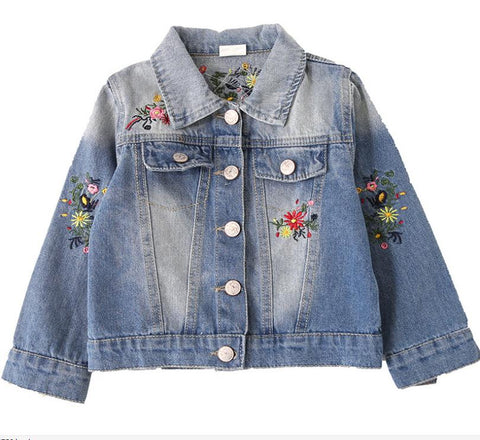 Pearls Beading Kids Denim Jacket For Girls Coats Children Clothing Autumn Baby Girls Clothes Outerwear Jean Jackets Coat