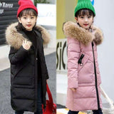 Pink/Red/Black Color Winter Girls Hooded Thicken Coat Kids Parkas For 6 8 10 12 13Yrs Girl Clothes Warm Jackets Outwear