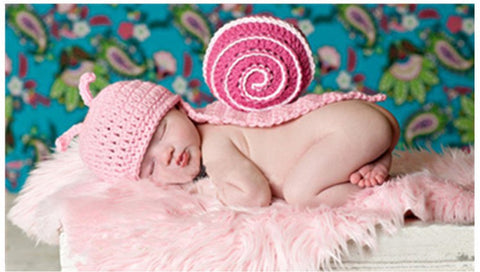 Pink baby snail costumes for girls crochet   born photography props knitted babies' clothes  borns outfit hot selling china
