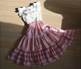 Plaid Girls Summer Maxi Dress 2023 Cotton Kids Dresses for Girl Baby Princess Dress Toddler Children Vest Dress Ruched,#5130