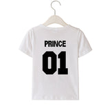 Prince Princess Letter Cute T shirt for Baby Boys Girls NO.1 Tops Tee Short Sleeve Cotton Kids Clothing T-shirt for Children