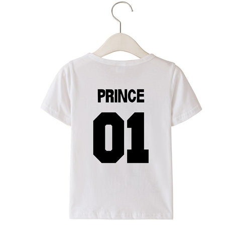 Prince Princess Letter Cute T shirt for Baby Boys Girls NO.1 Tops Tee Short Sleeve Cotton Kids Clothing T-shirt for Children
