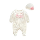 Princess Baby Girl Clothes Flowers Newborn Jumpsuits & Hats Clothing Sets Lace Girls Footies for 2018 Spring Baby Body suits