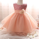 Princess Girl O-neck Sleeveless Sequined Floral Ball Gown Party Dresses One Piece baby girl Dress vestido de bebes menina
