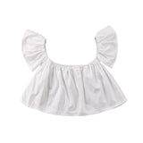 Princess Ruffle Off Shoulder Crop Top T-shirt Summer Short Sleeve Baby Clothes Fashion Newborn Baby Girls T-shirt
