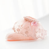 Princess Socks Girl Cozy Vintage Lace Ruffle Frilly Ankle Socks with Bows Floral Princess Socks Pink White Kids Short meias