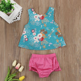 Cute Flower Newborn Baby Girls Outfit Clothes Vest Tops T-shirt+Tutu Shorts Clothing Set 0-18M