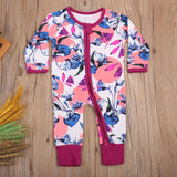 Pudcoco Floral Sleepwear Baby girls Long Sleeve Pijamas zip up Sleeping Blankets Infant Newborn Sleep and Play suit
