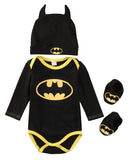 Hot sell Newborn Baby Boy Clothes Batman Cotton Romper+Shoes+Hat 3Pcs Outfits Set Bebes Clothing Set