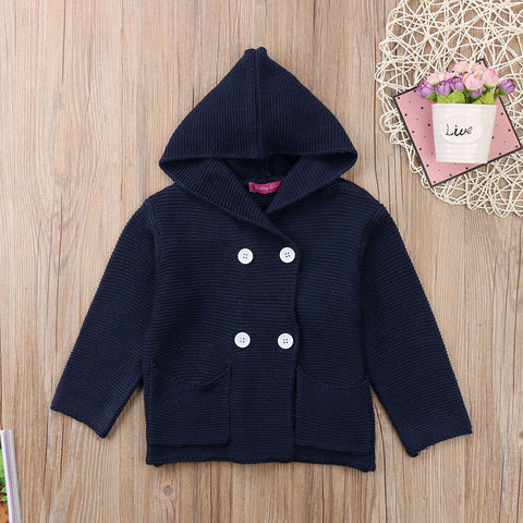 New Brand Winter Knitted Girls Clothes Toddler Baby Girl Boys Kids Hooded Jackets Jumper Sweatshirt Co Tops Outerwear
