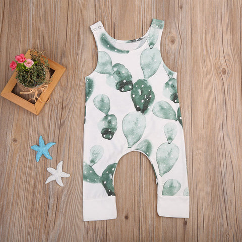 Newborn Infant Baby Girl Boy Cactus Romper Babygrow Sleeveless Summer Clothes Jumpsuit Playsuits