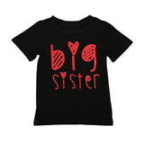 Summer Kids Childrens Boys Girls Letter T Shirt Cotton Black Colours Outfit Big Brother/Sister T-Shirt Family Clothing