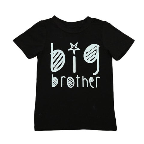 Summer Kids Childrens Boys Girls Letter T Shirt Cotton Black Colours Outfit Big Brother/Sister T-Shirt Family Clothing