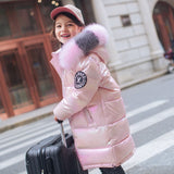 Purple Jacket For Girl Kids Winter Clothes Children Outerwear Clothing Parka Faux Fur Coat Snowsuit Doudoune Fille Snow Wear