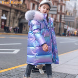 Purple Jacket For Girl Kids Winter Clothes Children Outerwear Clothing Parka Faux Fur Coat Snowsuit Doudoune Fille Snow Wear