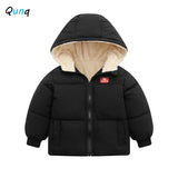 Qunq Toddler Girls Winter Coat Thick Warm Cotton-Padded Baby Boys Outerwear   Hooded Zipper Children Kids Puffer Jacket