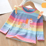 Rainbow Children T-Shirt Long Sleeve Cartoon Baby Toddler Girl T-shirts Kid Clothes Tee Top For Girls