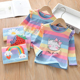 Rainbow Children T-Shirt Long Sleeve Cartoon Baby Toddler Girl T-shirts Kid Clothes Tee Top For Girls