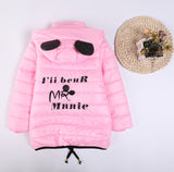 Retail 2016  Styles Girls Mickey Minnie Jacket Baby  Girls Cotton Winter Thick Warm Coat Children Lovely Outerwear