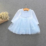 Retail-2018 spring autumn cute baby girls clothes baby infant lace dress ball gown girls birthday dress pink white blue 0-2T
