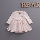 Retail-2018 spring bow lace dress baby girls cute baby infant lace dress ball gown girl sundress princess dress 3 color
