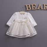 Retail-2018 spring bow lace dress baby girls cute baby infant lace dress ball gown girl sundress princess dress 3 color