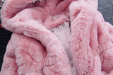 Ropa de invierno para niña, abrigo cálido de piel, suéter de lana para niña, chaqueta acolchada de piel, abrigo de algodón acolchado grueso con orejas grandes