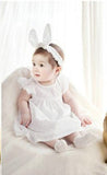 Ruffle Sleeves Baby Girl Dress Summer Infant Party Birthday Dresses Princess Girls Clothing Sets Rabbits Ears Headband