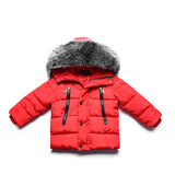 Russia Winter 20-30 Degree Children Down Jackets Fur Hooded Co Snowsuit Boys Co Thick Cotton Down Jacket Girl Warm Outerwear
