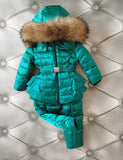 Russia Winter Children Hooded Warm Down Coat Kids Real Fur Collar Snow Wear Outerwear Down Jackets + Pants For Girls Boys Y3570