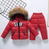 Russia Winter Jacket For Girls Coat Children Windproof Warm Down For Boys Outerwear Cute Snowsuit Kids Winter Clothes Sets 2PCS
