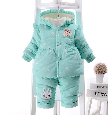 Russia autumn winter 2018 cotton-padded jacket pant clothes set kids grils outdoor we children's costumes baby toddler girls