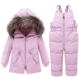 Russian Winter Coats -30 Degrees Outerwear Hooded Parkas Infant Jumpsuit Baby Fur Snowsuit Thicken Snow Wear Winter Pants Set