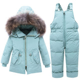 Russian Winter Coats -30 Degrees Outerwear Hooded Parkas Infant Jumpsuit Baby Fur Snowsuit Thicken Snow Wear Winter Pants Set